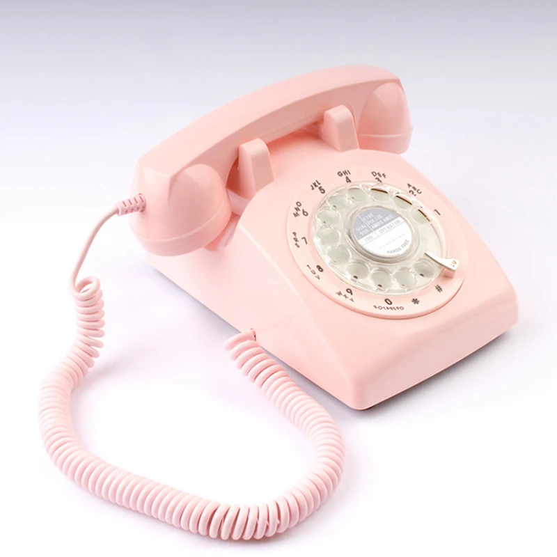 Corded Telephone Rotary Dial Home Telephone Pink Antique Old Fashion Home Phone Classic Vintage Telephones Best Home Gift 1