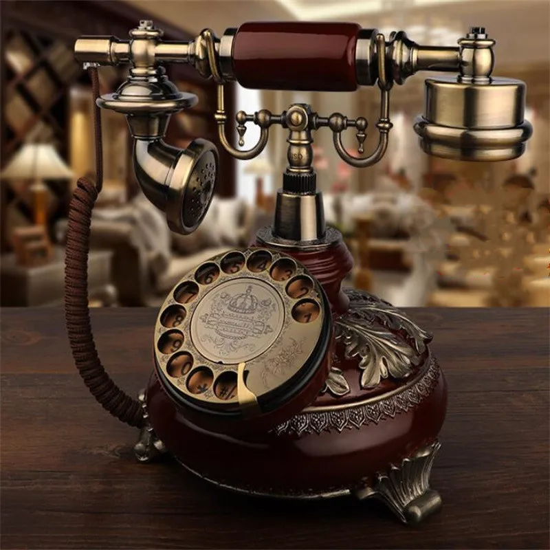 Rotary Dial Telephone Retro Old Fashioned Landline Phones with Classic Metal Bell, Touch Dial fixed phone for Home Office 1