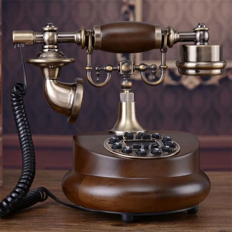 Antique Corded Telephone Resin Fixed Digital Retro Phone Button Dial Vintage Decorative Rotary Dial Telephones Landline for Home 7