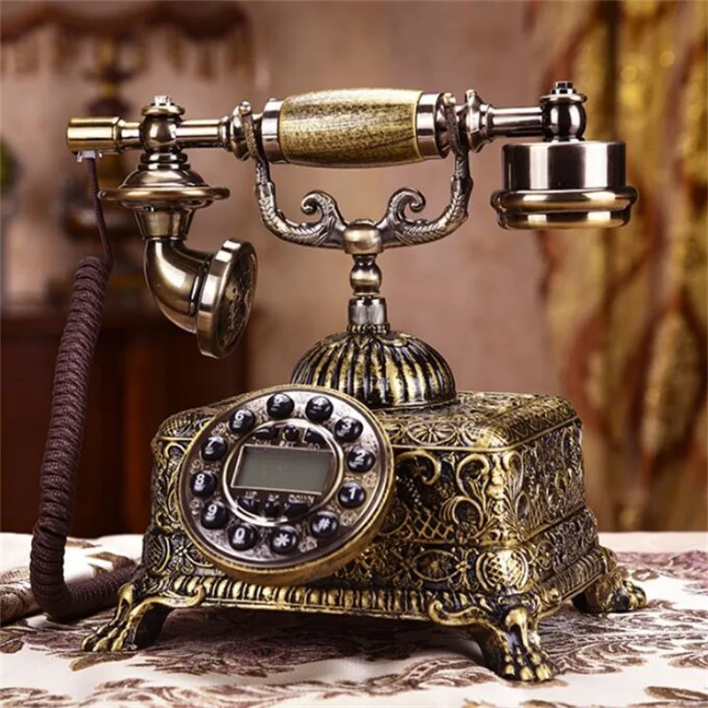 European Antique Telephone Rotary Dial Design Retro Landline Phone with Mechanical Ring, Speaker and Redial Function for Home 2