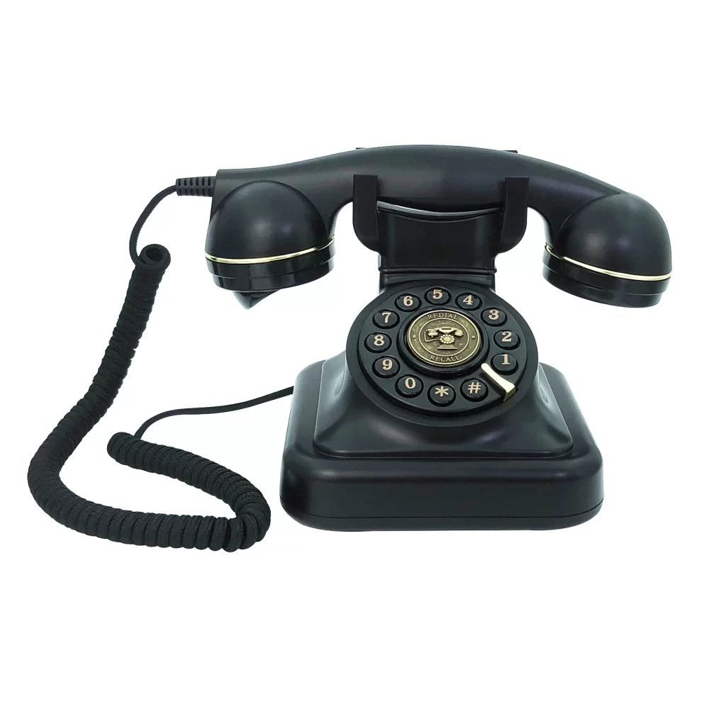 Corded Landline Phone for Home, Black Retro Phone Vintage Plastic Telephone Desktop Landline Telephone Fixed Antique Telephone 1