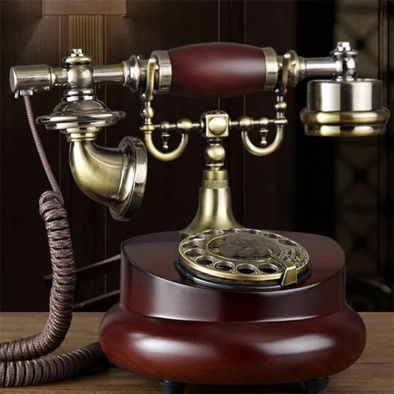 Antique Corded Telephone Resin Fixed Digital Retro Phone Button Dial Vintage Decorative Rotary Dial Telephones Landline for Home 2