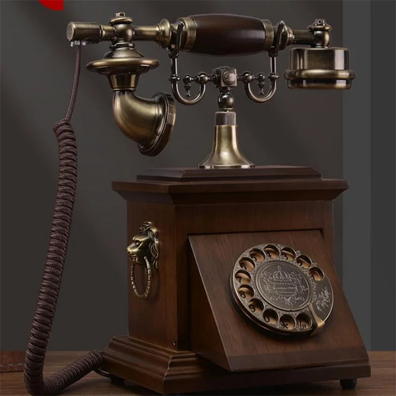 retro quadrate landline Telephone home house office hotel made of wood Antique Set Classical key vintage fixed phone caller ID 7