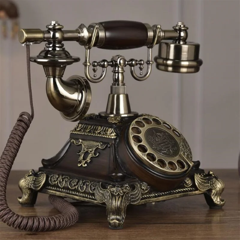 European Antique Rotary Dial Old Fixed Telephone Retro Home Fashion Creative Wired Telephone Landline 1