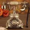 Antique Golden Corded Telephone Retro Vintage Rotary Dial Desk Telephone Phone with Redial, Hands-free, Home Office Decoration 1