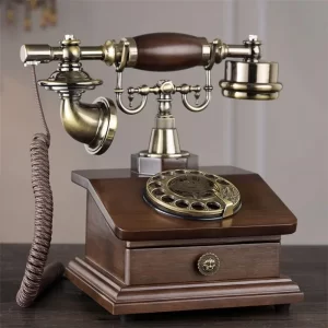 Retro Corded Telephone Old Phone Antique Corded Landline Fixed Digital Push Button Telephones for Office Home Family With Drawer 5