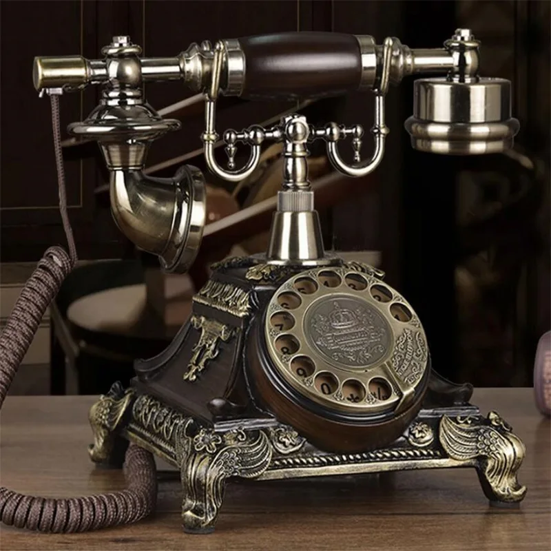 European Antique Rotary Dial Old Fixed Telephone Retro Home Fashion Creative Wired Telephone Landline 7