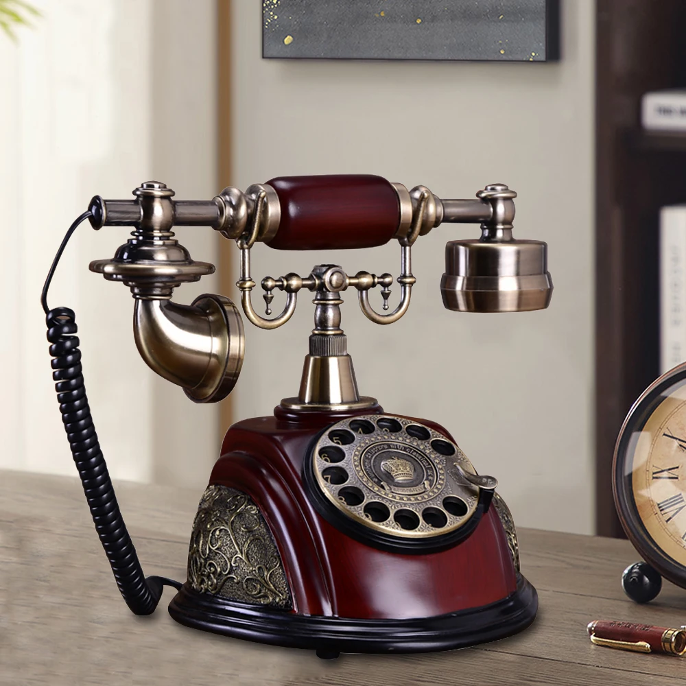 LOYALHEARTDY Rotary Dial Phone Retro Rotary Dial Vintage Telephone Victorian Home Desk Old Fashioned Telephone Decor 1