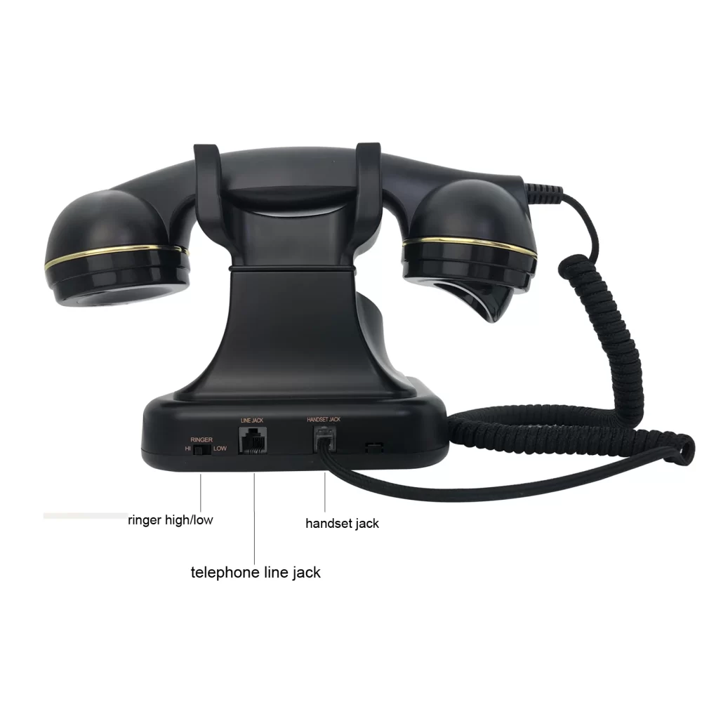 Corded Landline Phone for Home, Black Retro Phone Vintage Plastic Telephone Desktop Landline Telephone Fixed Antique Telephone 5