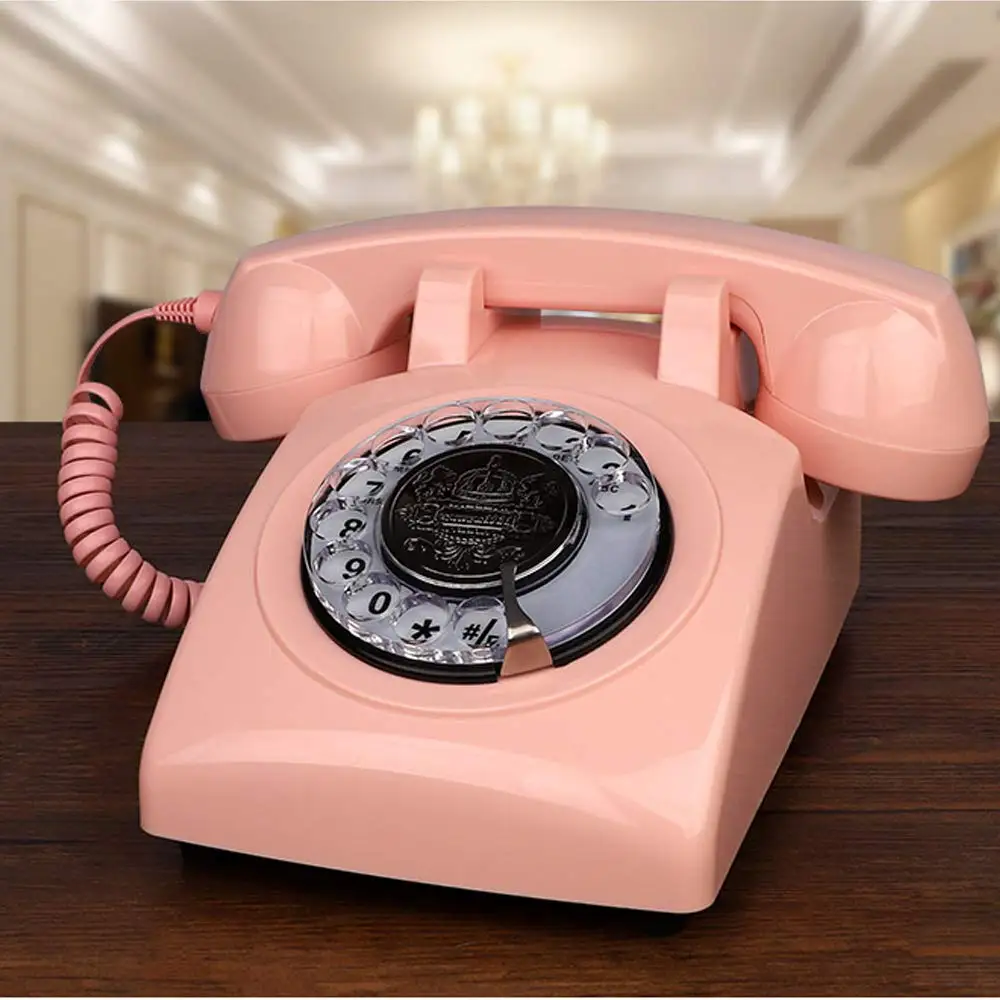 Red Corded Telephone, Classic Rotary Dial Home Office Phones, Antique Vintage Telephone of 1930s Old Fashion Telephone 7