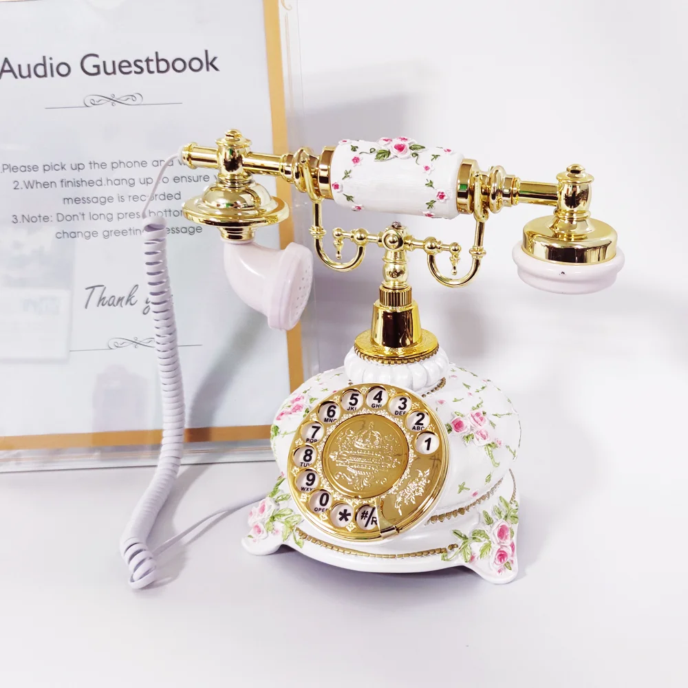 Audio Guestbook Telephone Wedding  Vintage and Retro Style Audio Guestbook | Black Rotary Phone for Wedding Party Gathering 1