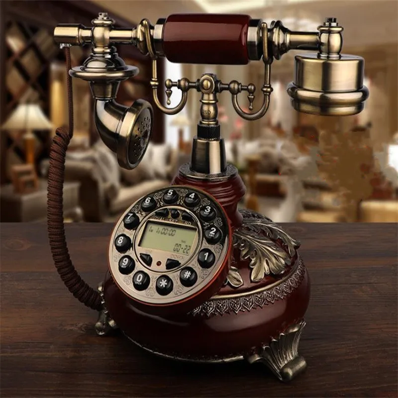 Rotary Dial Telephone Retro Old Fashioned Landline Phones with Classic Metal Bell, Touch Dial fixed phone for Home Office 7