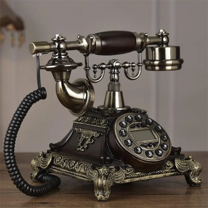 European Antique Touch Dial Old Fixed Telephone Retro Home Fashion Caller ID Creative Wired Telephone Landline Phone 2