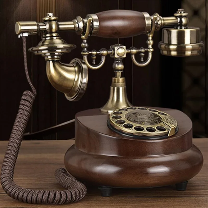 Antique Corded Telephone Resin Fixed Digital Retro Phone Button Dial ...