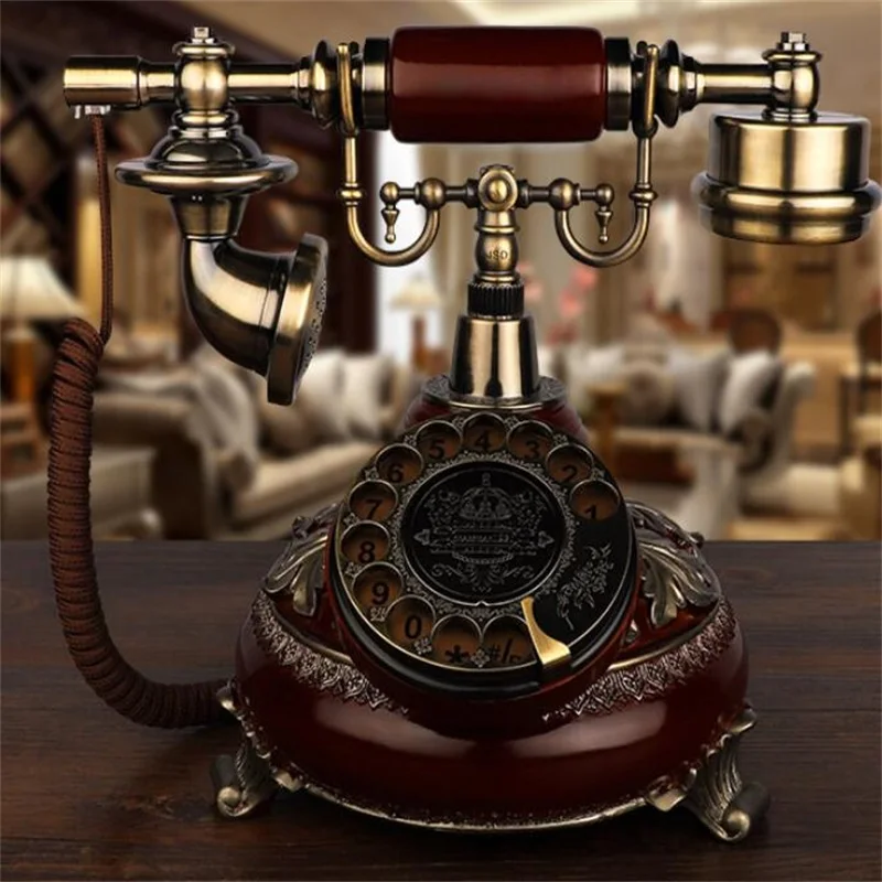 Rotary Dial Telephone Retro Old Fashioned Landline Phones with Classic Metal Bell, Touch Dial fixed phone for Home Office 2